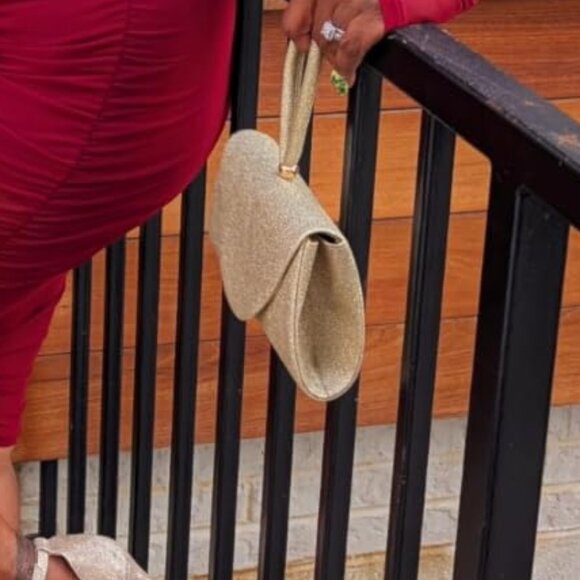 Neiman Marcus Glitter Gold Sequin Evening Top-Handle Purse - Picture 4 of 4